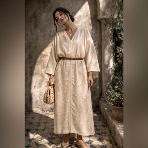 Gorgeous silk beige Kaftan, dress, robe (silk lining) dress, size O/S